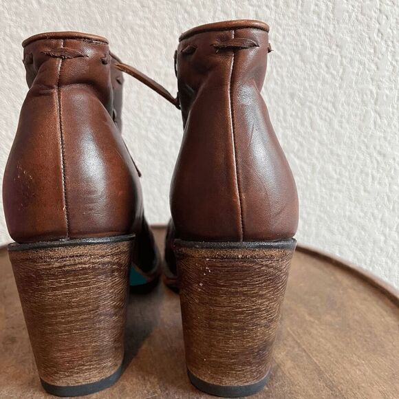 Lane Boots Brown Leather Side-Zip Tapered Ankle Booties Women's Size 8.5 - Picture 3 of 10